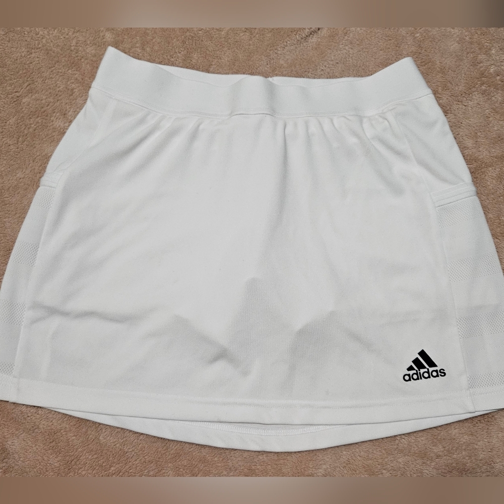 adidas White Mini Skirt with Black Logo